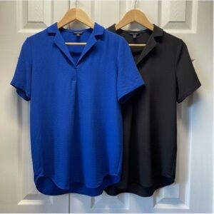 Hilary Radley (2) Women’s Blouse Set Short Sleeve Tailor Collar Set Of 2 Size M